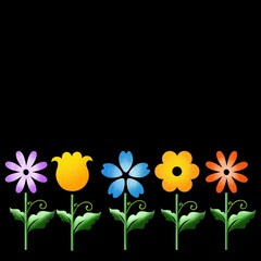 3d flower shapes with glitter pattern for creative artwork