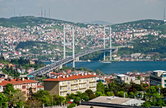 Istanbul Cityscape With The Bosphorus Bridge - Sultan Mehmed The Conqueror Bridge