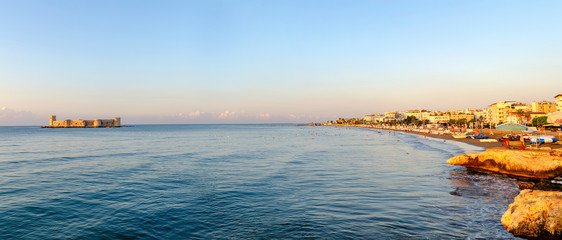 Maiden's castle, Kiz Kalesi in Mediterranean Sea. Mersin Turkey panorama