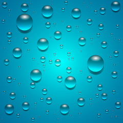 Dew drops on blue background. vector illustration