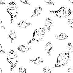 Conch A Marine Mollusc, Conch Icon Seamless Pattern