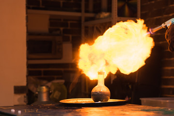 a big explosion of hydrogen in a chemistry room
