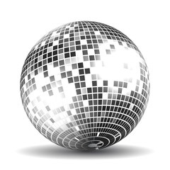 Silver disco ball on a white background