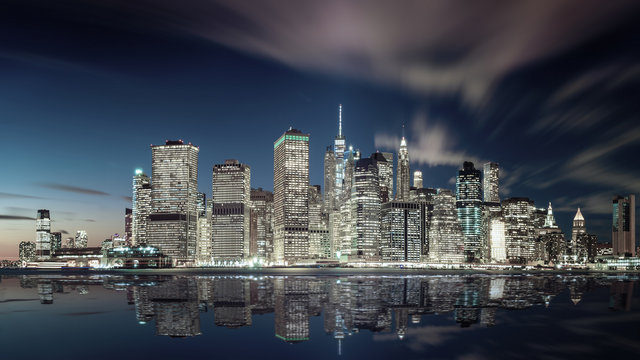 View of Manhattan in the evening, , New York City