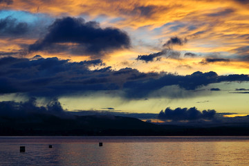 Sonnenuntergang Himmelfärbung Sipplingen Bodensee