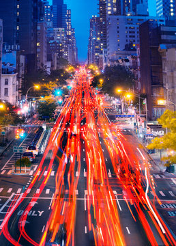car light trails on Manhattan, New York City