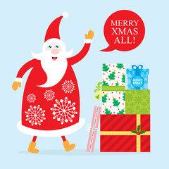 Christmas greeting card with Santa Claus.