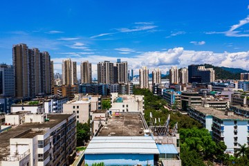 an aerial view of downtown residential districts in shenzhen, china