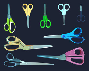 Scissors for needlework, office, nails, appliqués, sewing, children's and manicure art.