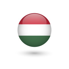 Hungary flag round glossy
