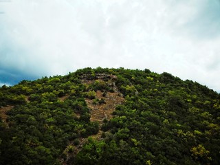 Aerial view of Hills of Istanbul,Riva with cloudy sky.