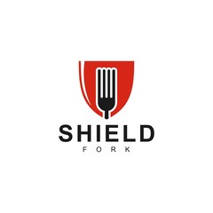 fork and shield logo template, food design vector