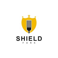 fork and shield logo template, food design vector