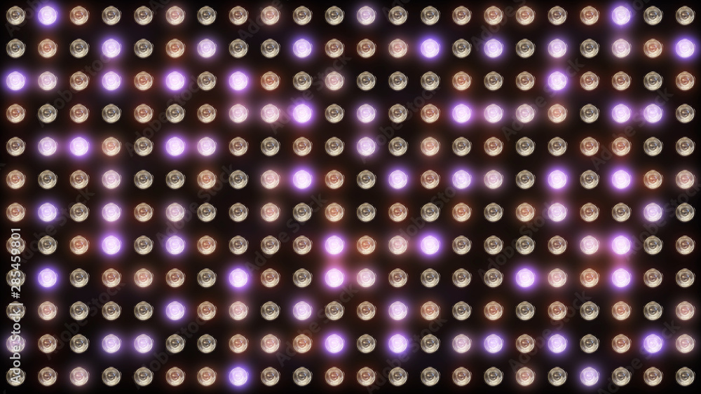 Aufkleber 3d rendering of a wall with flashing lights and bright spotlights. perfect background with glow effe