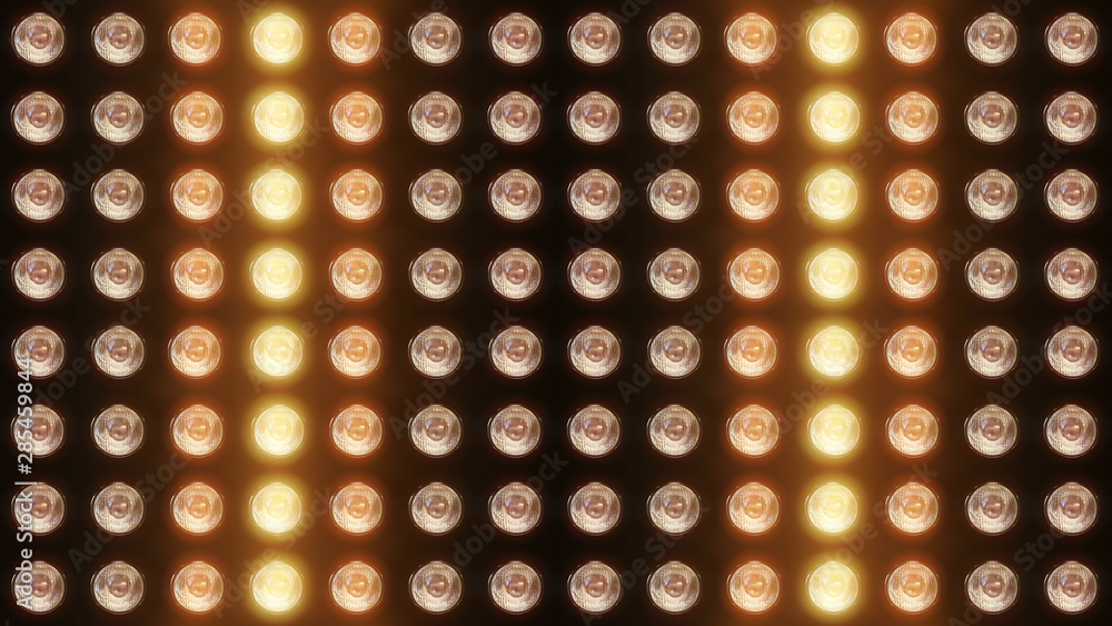Aufkleber 3d rendering of a wall with flashing lights and bright spotlights. perfect background with glow effe