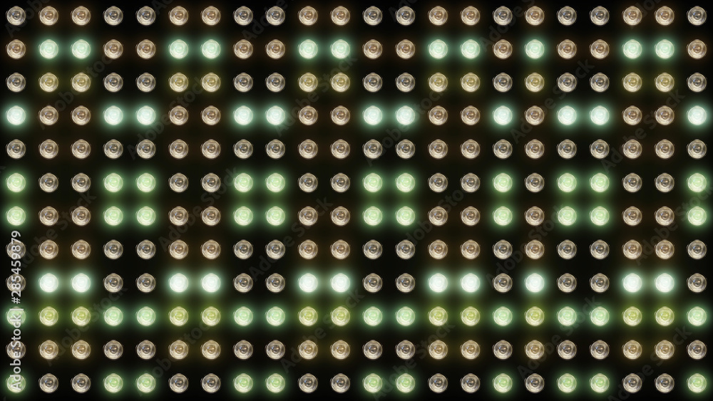 Aufkleber 3d rendering of a wall with flashing lights and bright spotlights. perfect background with glow effe