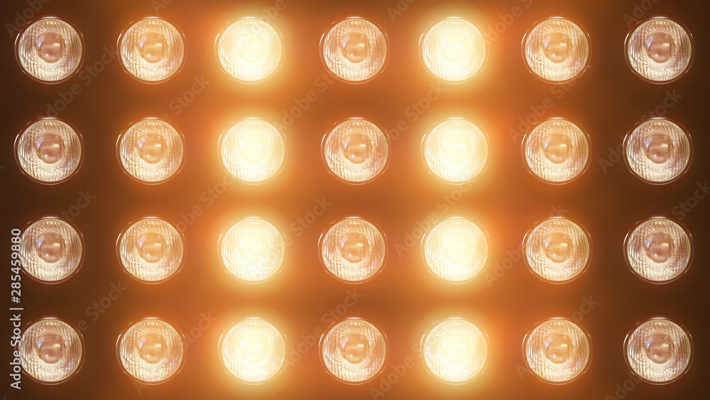 Aufkleber 3d rendering of a wall with flashing lights and bright spotlights. perfect background with glow effe