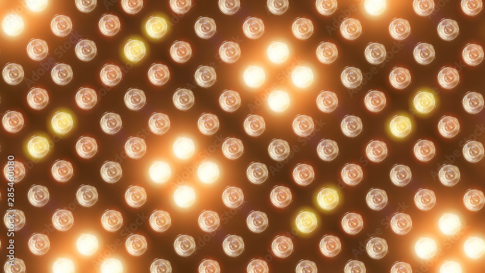Aufkleber 3d rendering of a wall with flashing lights and bright spotlights. perfect background with glow effe