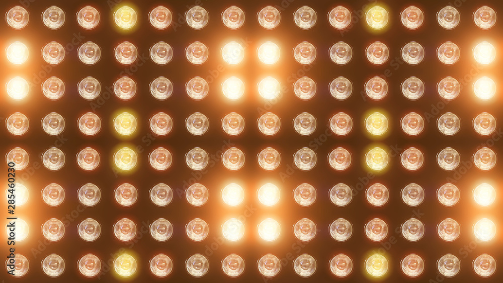 Aufkleber 3d rendering of a wall with flashing lights and bright spotlights. perfect background with glow effe
