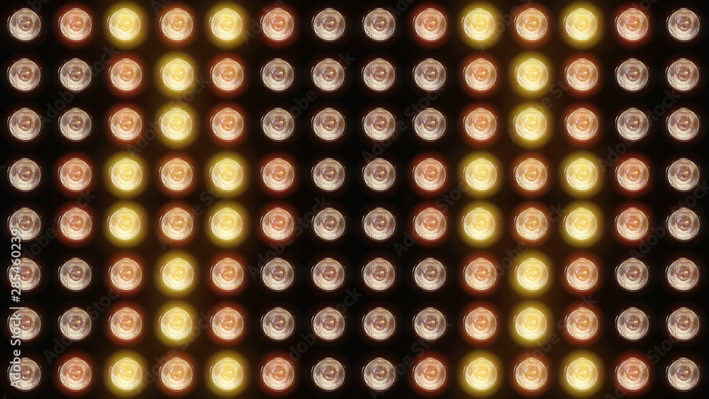 Aufkleber 3d rendering of a wall with flashing lights and bright spotlights. perfect background with glow effe