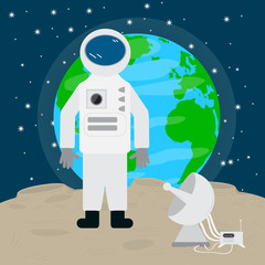 Astronaut on the moon over a space background - Vector