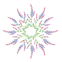 Romantic lavender circle narrow frame or wreath on white background in watercolor style