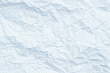 Blank sky blue crumpled paper. Wrinkled texture design. Eco friendly material. Abstract art background. Copy space.