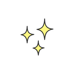 Sparkle vector illustration icon. Hand drawn isolated, outlined sticker.
