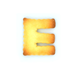 Cracker cookies english alphabets isolated on white background.