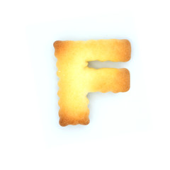 Cracker cookies english alphabets isolated on white background.