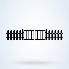 fence with gate. Simple modern icon design illustration.