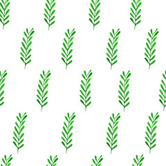 Green leaf seamless pattern in watercolor