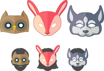 Winter Animal Masks Set