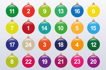 colorful christmas ball advent calendar on white background vector illustration EPS10