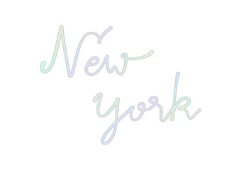 New York hand lettering with pastel colors on white background