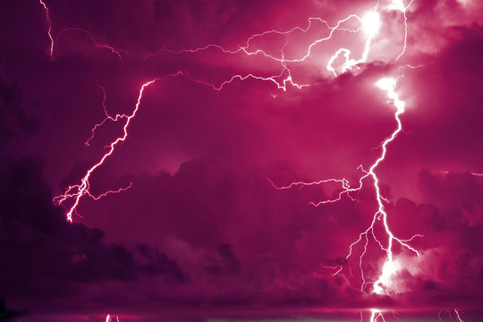 Dangerous storm with lightning and lightning