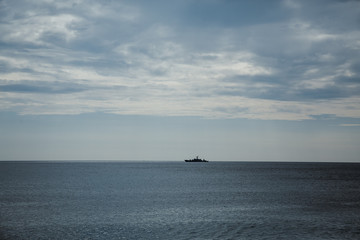 warship skyline on a sunny day