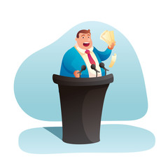 Politician giving speech flat vector illustration