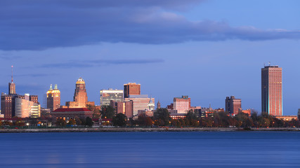 Buffalo city center at twilight