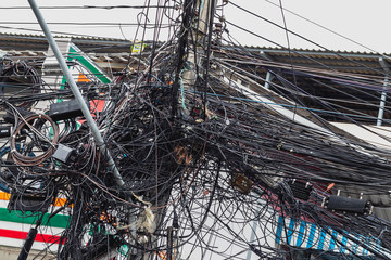 Messy electrical wires in Pattaya 