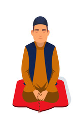 Praying muslim man vector illustration