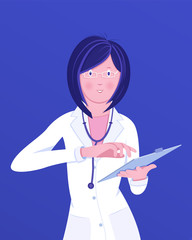 Doctor in white coat flat vector illustration