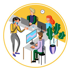 Open space office, workshop vector illustration