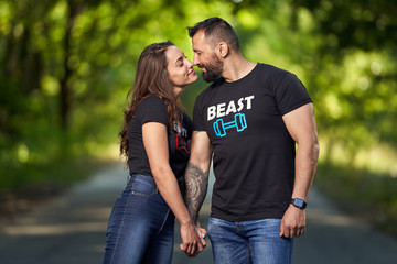 Happy hispanic couple outdoor in a summer evening