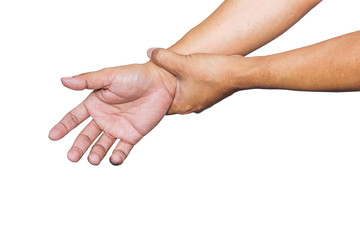 Man sore wrist isolated