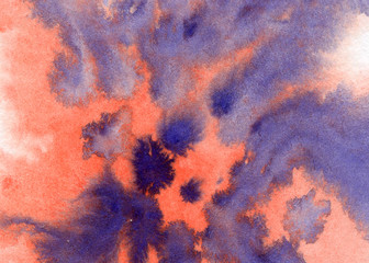 Drawn watercolor paint abstract colorful stains background.