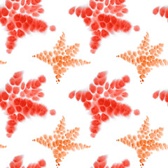 Drawn seamless decorative watercolor starfish background texture.