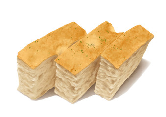 The Digital Painting of Sliced Loaf Bread Food isolated on white background in Realism Art Style.