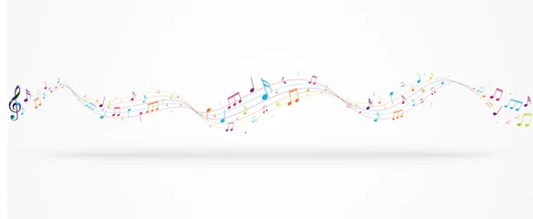 Rolgordijnen Colorful music notes background isolated on white © radenmas