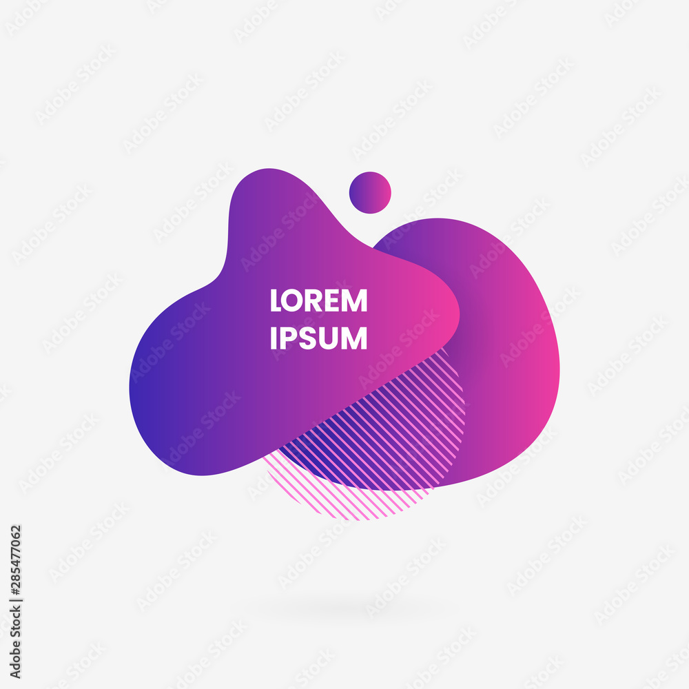 Aufkleber liquid geometric abstract modern background graphic element. fluid dynamic shape purple gradient col